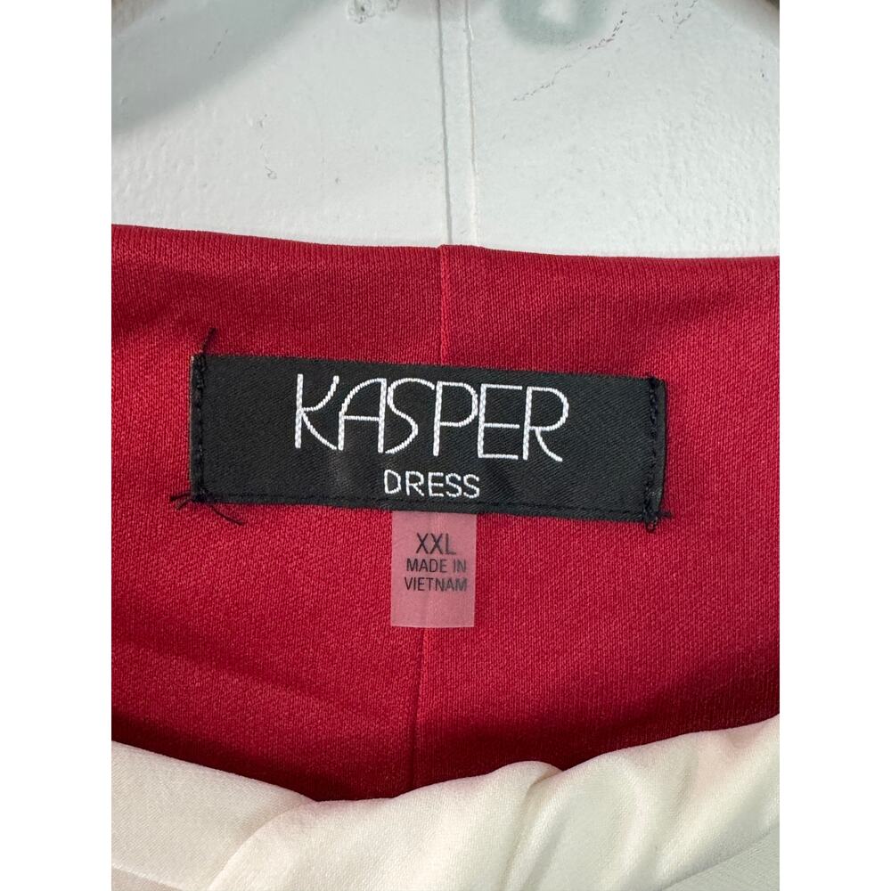 Kasper Womens Mini Dress Size XXL Red Cream Cutout Front Long Sleeve Colorblock - Picture 4 of 14